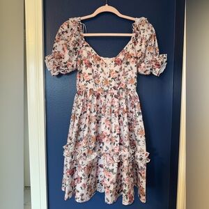 Altar'd State Floral Mini Dress - Pink and White